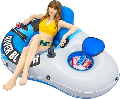 2025 New & Upgraded Sunlite Sports Heavy Duty River Tube Inflatable, Premium Water Float to Lounge Above Lake and River, O...