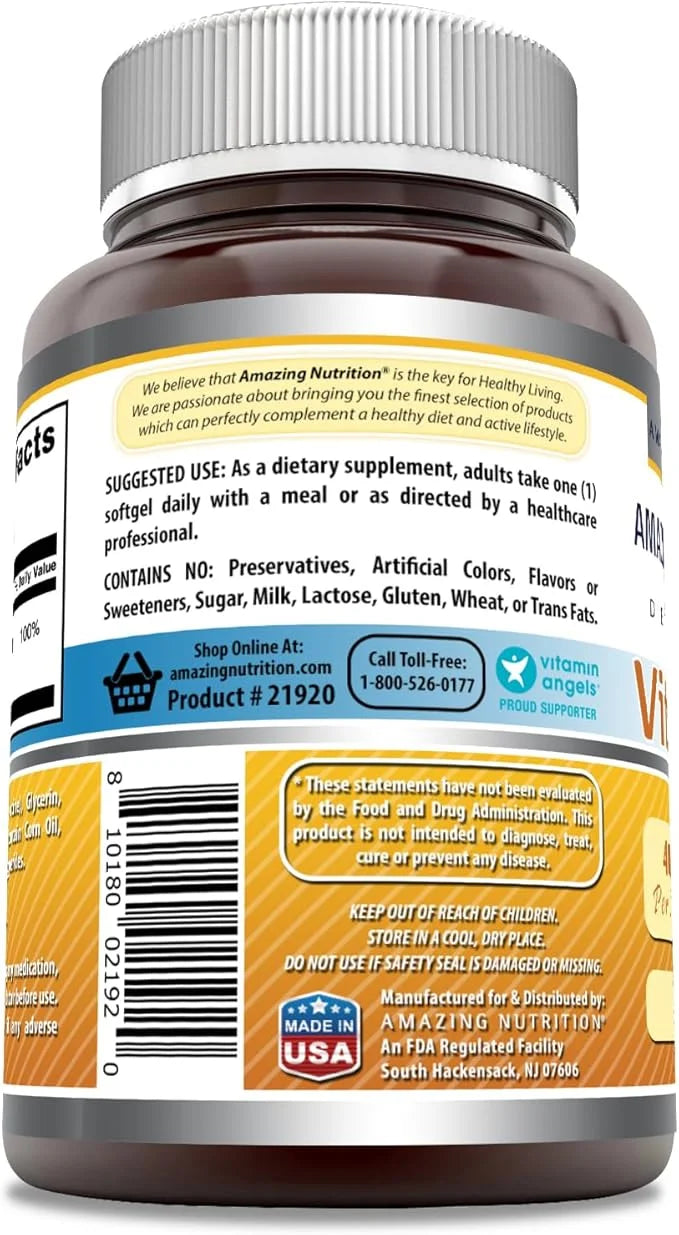 Amazing Formulas Vitamin D3 400 IU 180 Softgels