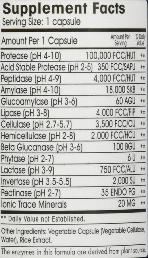 Gluten Free Digestive Enzymes 90 Count