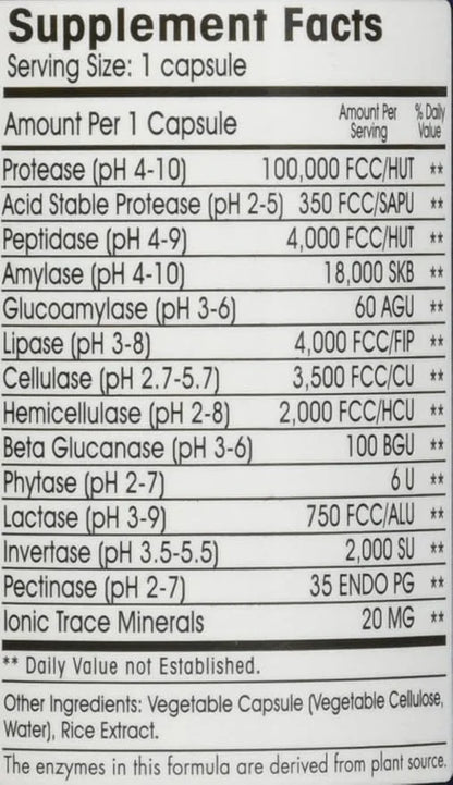 Gluten Free Digestive Enzymes 90 Count