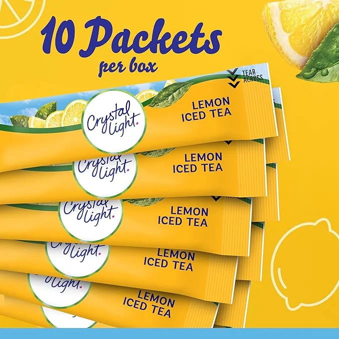 Crystal Light Lemon Iced Tea Naturally Flavored with other natural flavor Powdered Drink Mix, 120 ct Pack, 12 Boxes of 10 ...