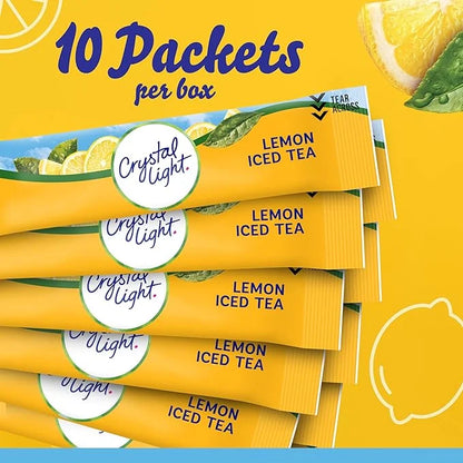 Crystal Light Lemon Iced Tea Naturally Flavored with other natural flavor Powdered Drink Mix, 120 ct Pack, 12 Boxes of 10 ...