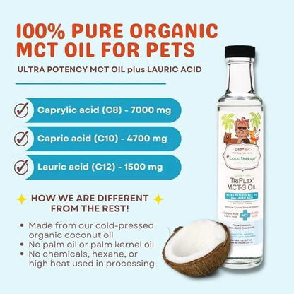 CocoTherapy Triplex MCT-3 Oil, Non-GMO, 100% Pure and Natural, 8 oz. - Product Image