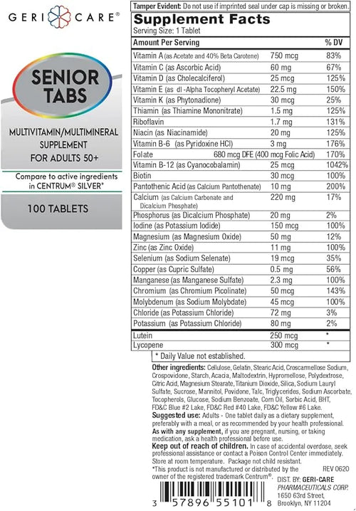 GeriCare Senior Tab 50+ Multivitamin and 100 Count 1)