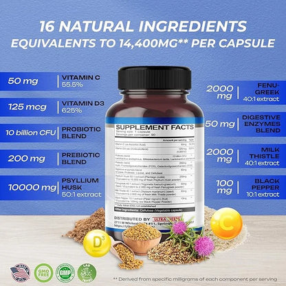 Gut Health Supplement 14,400mg with Prebiotic (90 Count 1))