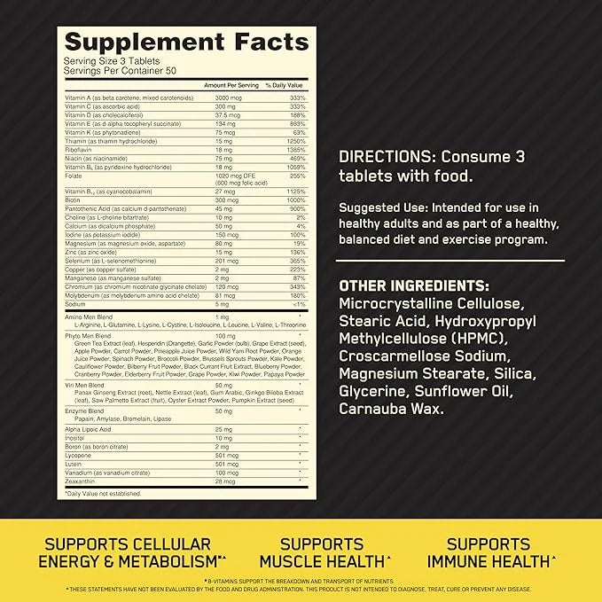 Optimum Nutrition Opti-Men, Vitamin C, Zinc B12 for 150 Count
