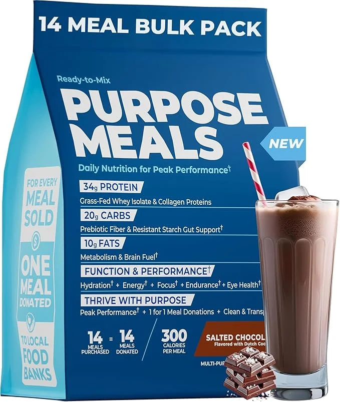 Meal Replacement Shake, Grass Fed Whey Protein Isolate & Collagen Peptides, Creatine Monohydrate, Electrolytes Powder, Pre...