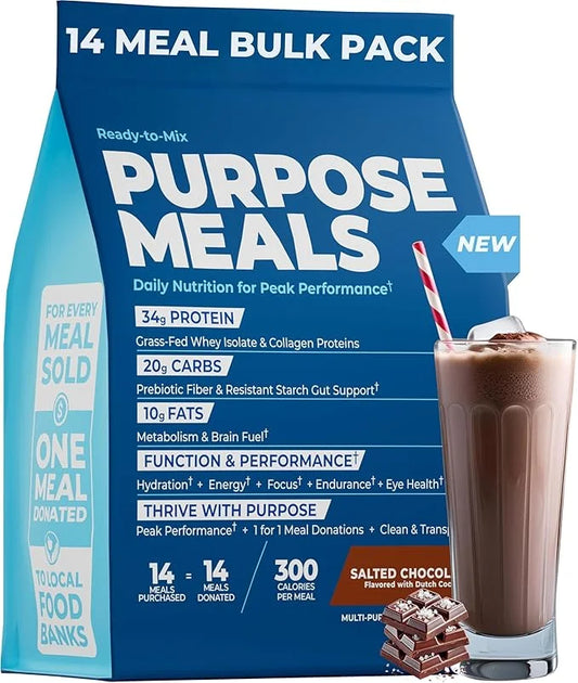 Meal Replacement Shake, Grass Fed Whey Protein Isolate & Collagen Peptides, Creatine Monohydrate, Electrolytes Powder, Pre...