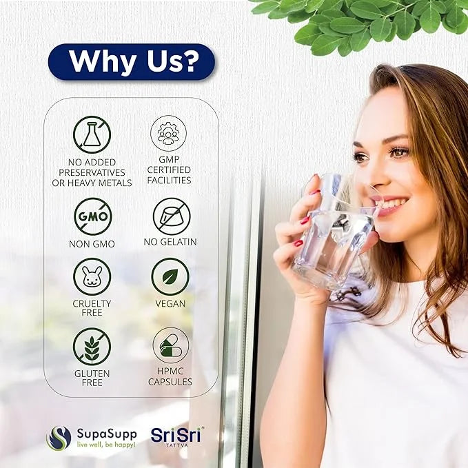 SRI SRI TATTVA Moringa Oil for Immune Support, Energy, and Skin Rejuvenation – Pure Moringa Leaf Extract Daily Supplement ...