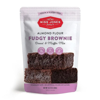 Miss Jones Baking Brownie Mix - Almond Flour, Gluten Free, Low Carb, No Sugar Added, Naturally Sweetened Desserts & Treats...
