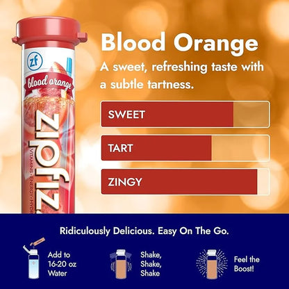 Zipfizz Daily Energy Drink Powder, Blood Orange, 20 Pack | 3-in-1 Sustained Energy, Rapid Hydration, and Essential Vitamin...