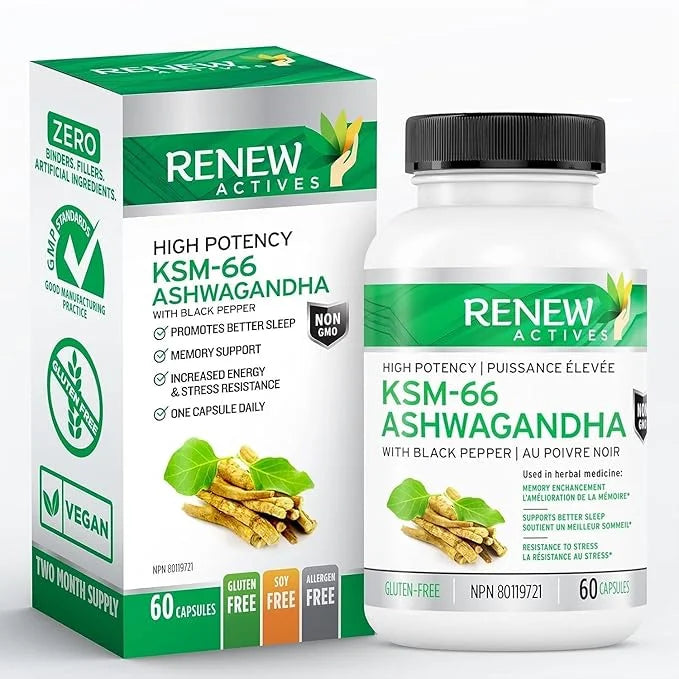 Renew Actives Ashwagandha KSM-66 Capsules 60 Capsules