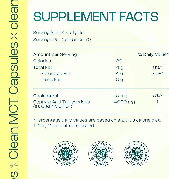 LevelUp Clean MCT Oil Capsules - 100% Caprylic C8 for Energy, Focus, Weight Management, Gut Health, Brain Superfuel - Keto...