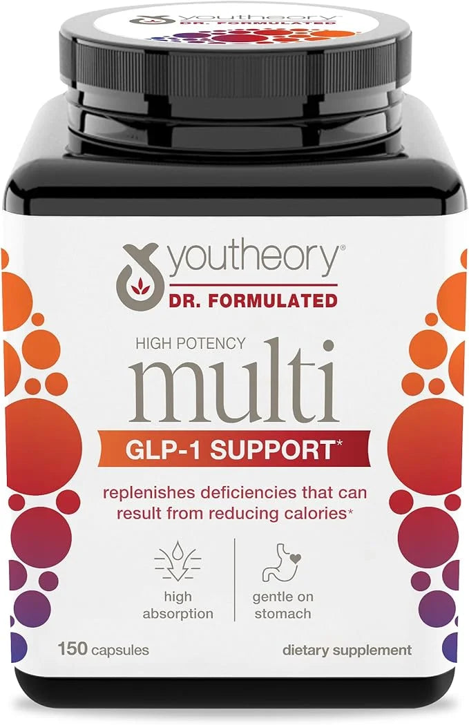 Youtheory High Potency Multi GLP-1 Support - High Absorption Multivitamins - for Immune Support & Bone Health - Gentle on ...