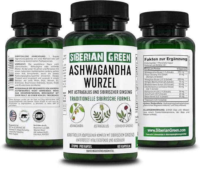 Organic Ashwagandha Root with Astragalus & 60 Capsules