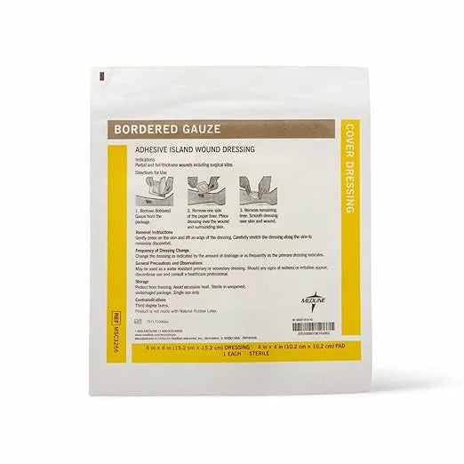 Medline Bordered Gauze, 6" x 6" 15 Count