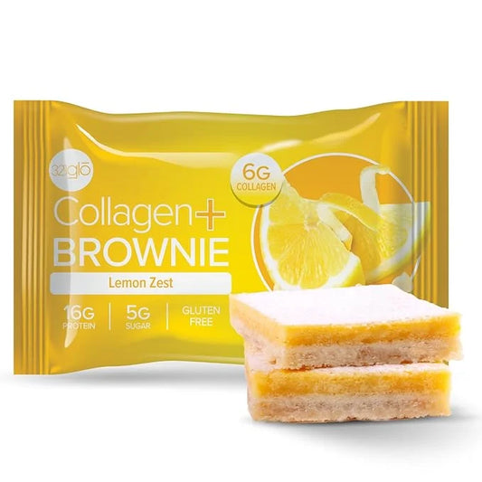 321glo Collagen Protein Brownie | Gluten Free, Low Sugar | Keto Snack for Women, Men, & Kids | 16g Protein, 6g Collagen | ...
