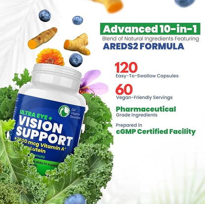 Vision Support Eye Vitamins for Macular Health 2 Formula (1 Bottle, 120 Capsules)