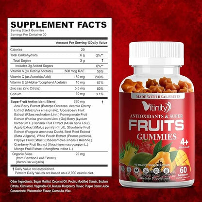 Made with Real Super Fruits Delicious Kids(60 Chews),9 Chews),9 Superfruits,Fruit Pills-30 Day