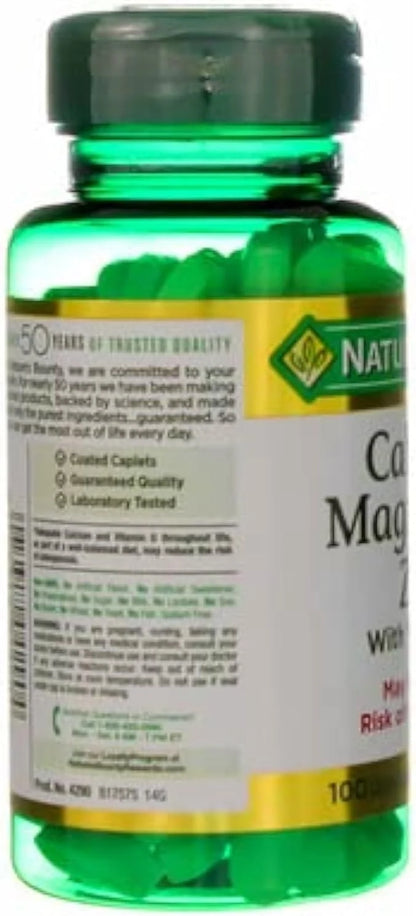 Nature's Bounty Calcium Magnesium & Zinc 100 Count