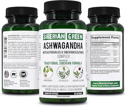 Organic Ashwagandha Root with Astragalus & 60 Capsules