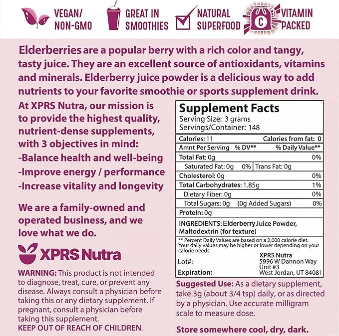 XPRS Nutra Elderberry Juice Powder (16 oz)