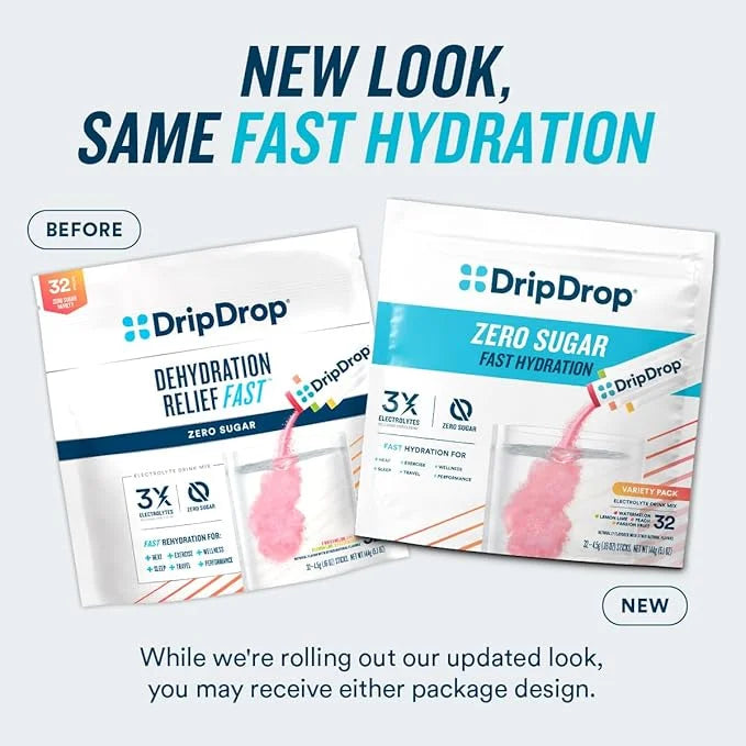DripDrop Hydration - Zero Sugar Passion Fruit - Electrolyte Drink Mix Single Serve Powder Packets | Non-GMO, Gluten Free, ...