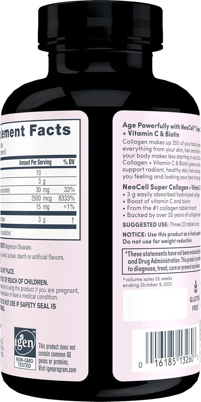 NeoCell Super Collagen With Vitamin C 180 Count, 1 Bottle