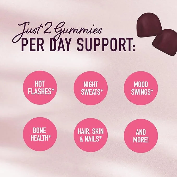 Menopause Support Gummies | Hormone Balance Relief for Hot Flashes, Night Sweats, Mood Swings, & Bloating | with Phytoestr...
