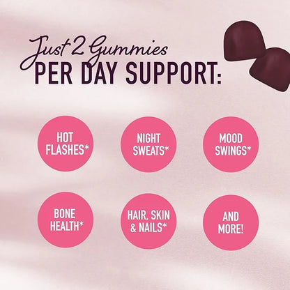 Menopause Support Gummies | Hormone Balance Relief for Hot Flashes, Night Sweats, Mood Swings, & Bloating | with Phytoestr...