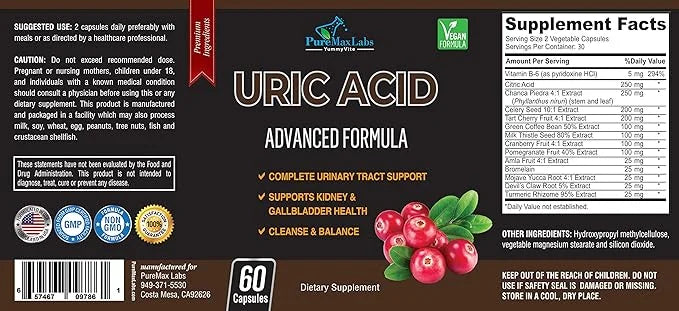 Uric Acid Advanced Formula – Kidney, 60 Capsules