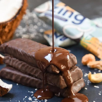 Zing Dark Chocolate Coconut Vegan Protein Bars, Gluten Free with High Protein, High Fiber, Dairy Free Nutrition Bars, Plan...