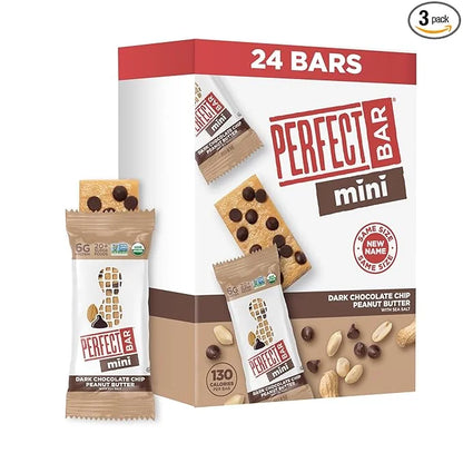 Perfect Bar Mini, Dark Chocolate Chip Peanut Butter Protein Bar, Protein Snack, Snack Bar, Organic, Gluten Free, Soy Free,...