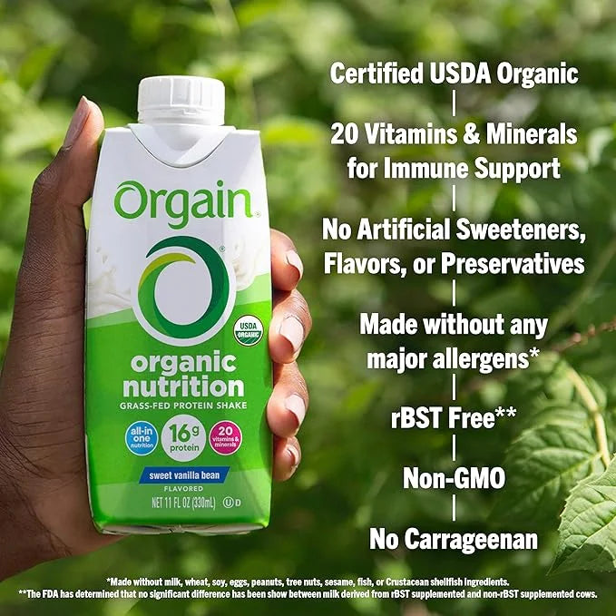 Orgain Organic Nutritional Protein Shake, Vanilla Bean - 16g Grass Fed Whey Protein, Meal Replacement, 20 Vitamins & Miner...