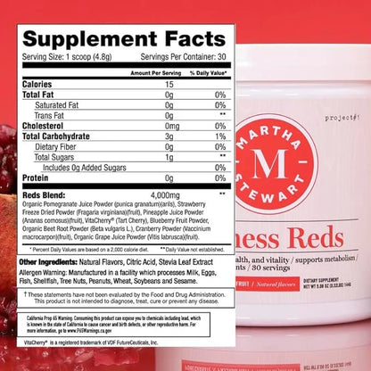 Martha Stewart Wellness Reds - A Blend of Antioxidant-Rich Superfoods with Beet Root Powder for Health - Energy Powder Dri...