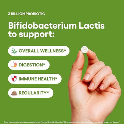 Bifidobacterium Lactis Probiotic Supplement 240 Tablets 3 Billion CFU Probiotics for Men & Women Supports Intestinal Diges...