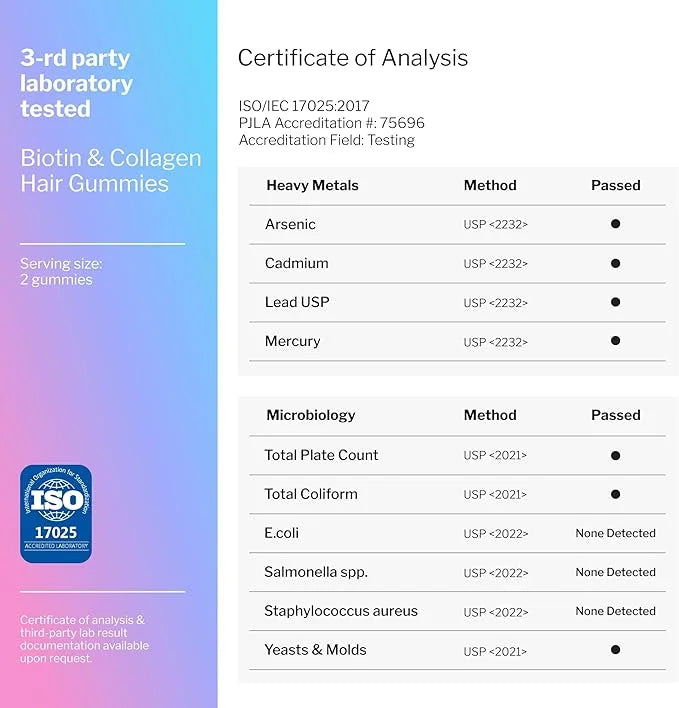 Biotin Collagen Gummies – Hair Skin B1, B2, B2, B3, B3, B5, B5, B7, B7, B9, B9, B12, B12, Collagen, 60 Gummy