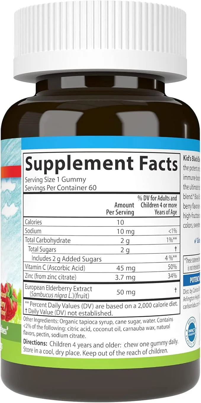 Carlson - Kid's Black Elderberry Gummies. 60 Gummies
