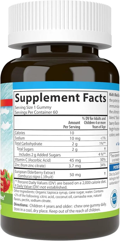 Carlson - Kid's Black Elderberry Gummies. 60 Gummies