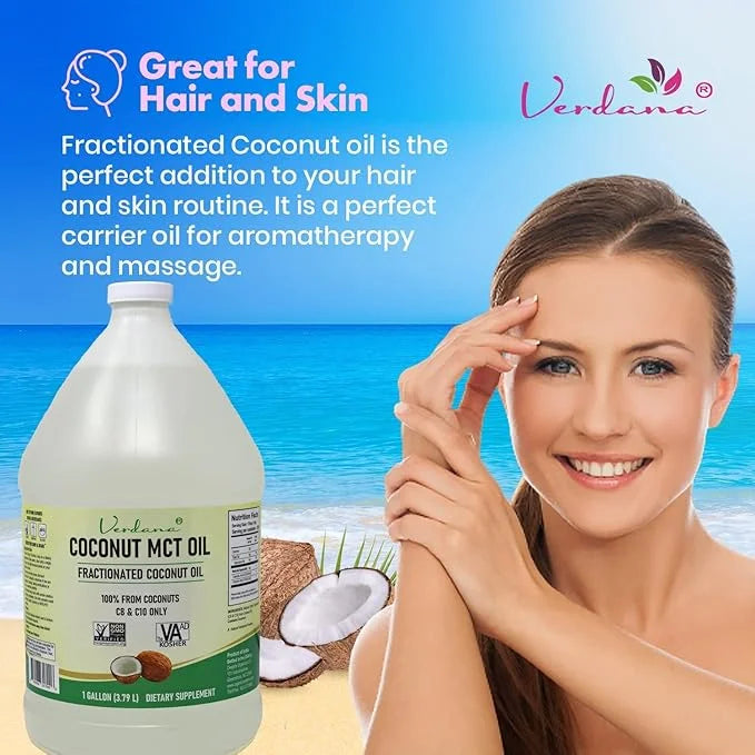 Verdana Coconut MCT Oil, Fractionated, Genuine 100% Coconut Derived, Kosher Food Grade, Vegan, NON-GMO, Great for Keto and...
