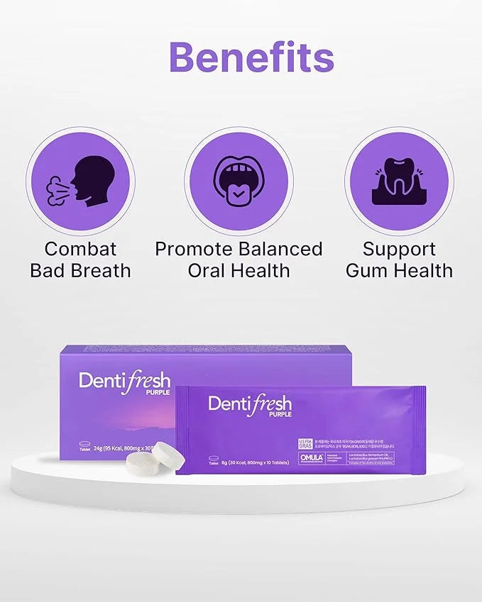 K-Nutra Dentifresh Xylitol Tabs Purple | 24g (30 Tablets) | Sugar-Free Oral Probiotics | 4 Billion CFU | Supports Teeth, G...