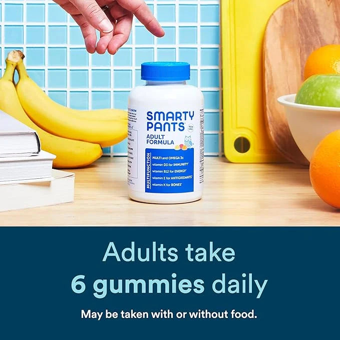 SmartyPants Multivitamin for Men & Women: D3, C, B12, B6, B6, Vitamin 3 Fish 180 Count (30 Day