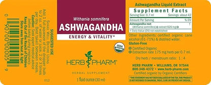 Herb Pharm Certified Organic Ashwagandha Extract 1 Ounce