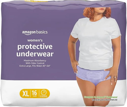 Amazon Basics Women's Protective Underwear, Incontinence 16 Count, (1 Pack 16)