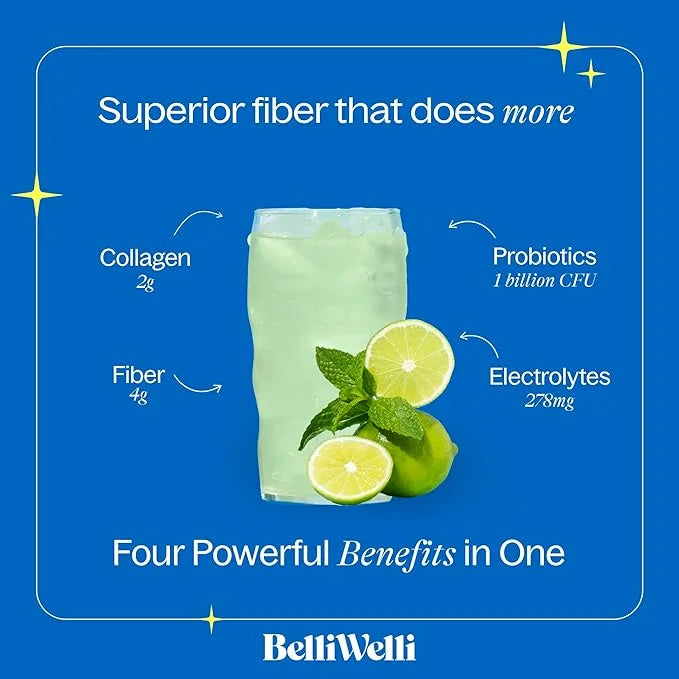 Daily Fiber Supplement with Added Collagen, Probiotics and Electrolytes | Supports Digestive Health and Regularity | Cucum...
