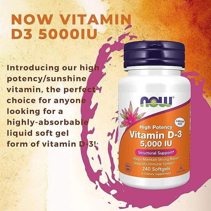 Worldwide Nutrition Now Supplements Vitamin D3 5000 IU 240 Count