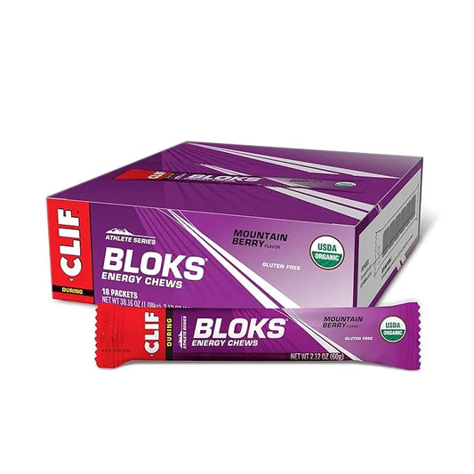 CLIF BLOKS - Mountain Berry Flavor - Energy Chews - Non-GMO - Plant Based - Fast Fuel for Cycling and Running - Quick Carb...