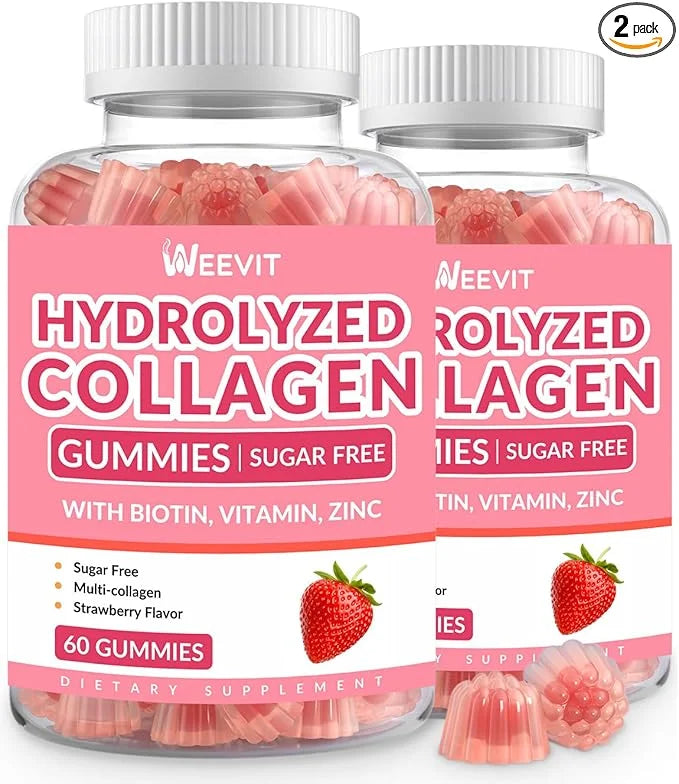 Sugar Free Collagen Gummies for Women, 2000mg Protein 5000mcg Biotin B12, Hydrolyzed