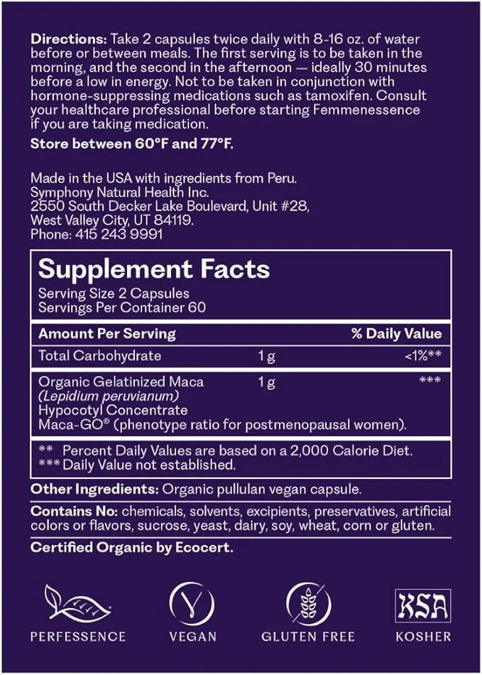 Femmenessence MacaPause – Clinically Proven for Post Menopause, Natural Hormone Balance Supplements for Women, Bone and He...