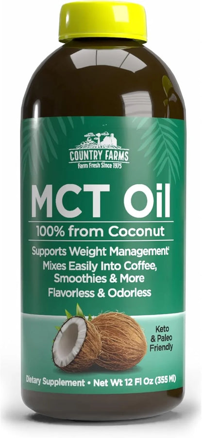 COUNTRY FARMS MCT Oil, Brain and Body Fuel from Coconuts*, Promotes Natural Energy, Keto and Paleo Friendly, Flavorless an...
